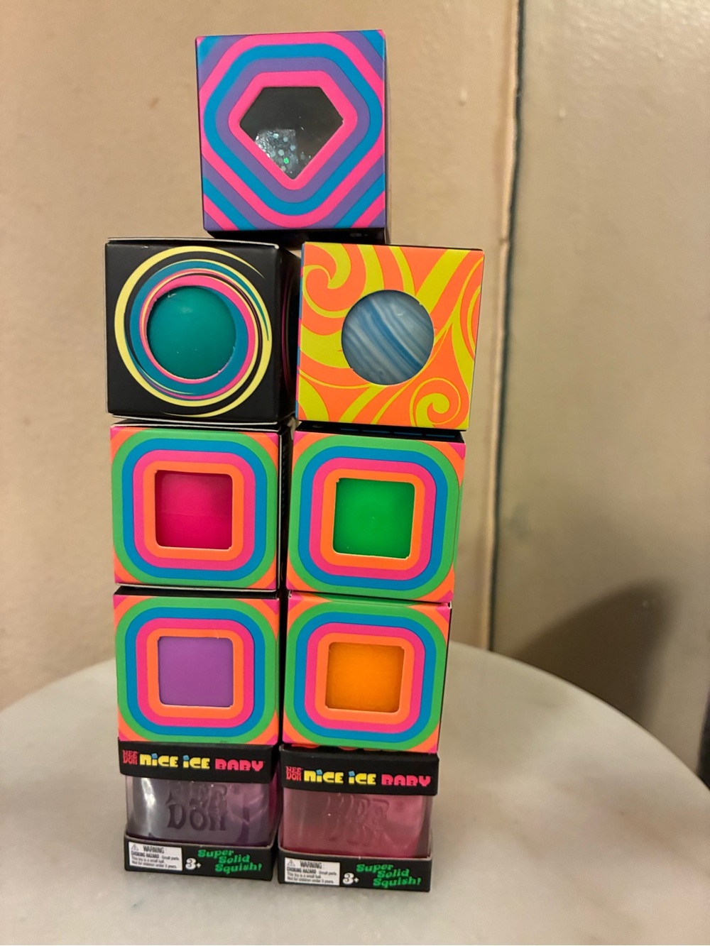 Needoh Swirl Groovy Glob, Twirl, Cool Cube, Nice Ice Baby, Groovy Jewel set of 9